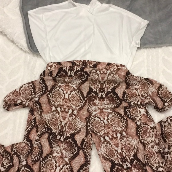 Mauve Snakeskin Print Palazzo Pants - Picture 8 of 8